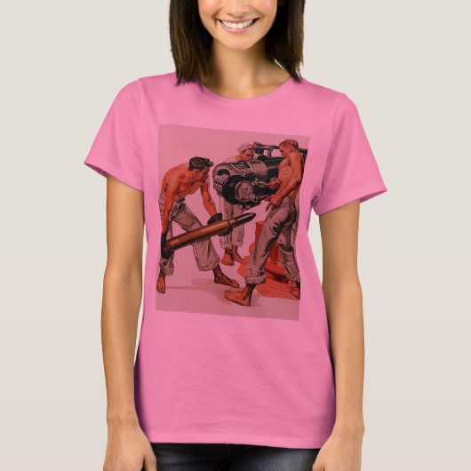 Sailor Hunks die het grote Pistool laden T-shirt (Voorkant)