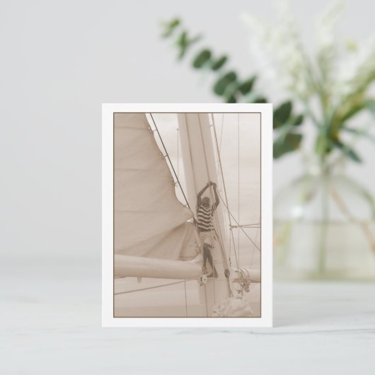 Sailor in het Briefkaart Rigging Sepia (Staand voorkant)