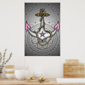 Sailor Jerry Retro Tattoo Anchor Chic Grunge Poster (Keuken)