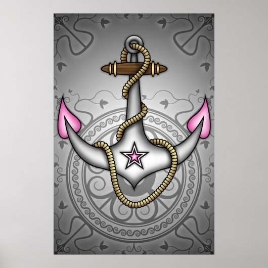 Sailor Jerry Retro Tattoo Anchor Chic Grunge Poster (Voorkant)