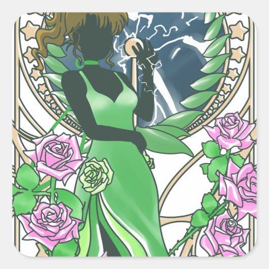 Sailor Jupiter Thunder Oak Evolution Vierkante Sticker (Voorkant)