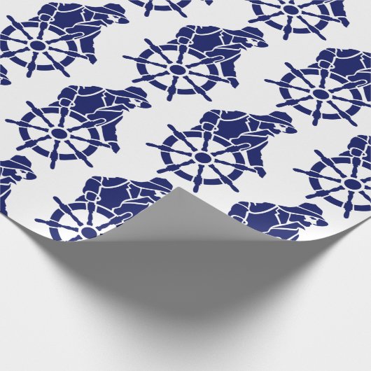  Sailor, kapitein's wiel Silhouette Cadeaupapier (Hoek)