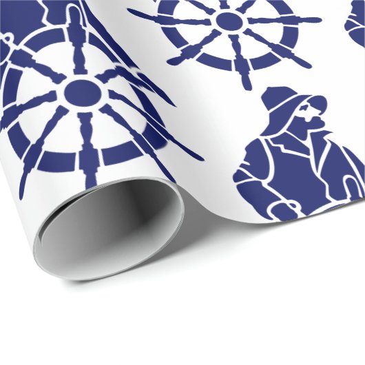  Sailor, kapitein's wiel Silhouette Cadeaupapier (Rol Hoek)