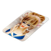 Sailor Meisje Hoofd Vaas Roze Bogen Lang Blond Haa Magneet (Linkerzijde)