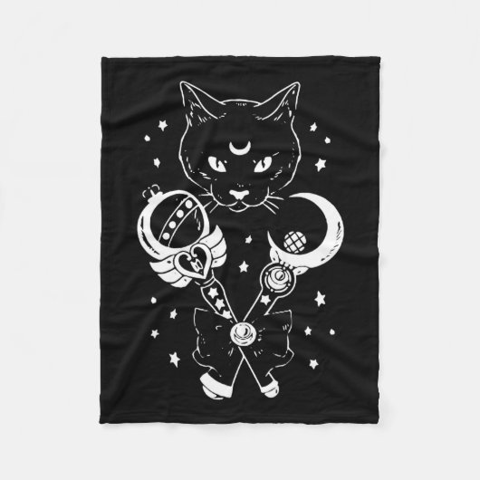Sailor Meow Cute Moon Cat Space Magic Gothic Hallo Fleece Deken (Voorkant)