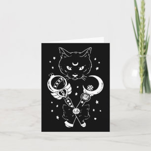 Sailor Meow Cute Moon Cat Space Magic Gothic Hallo Kaart