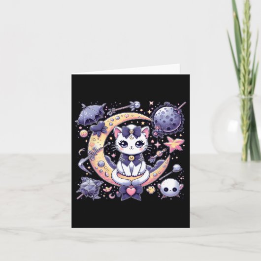 Sailor Meow Cute Moon Cat Space Magic Gothic Hallo Kaart (Voorkant)