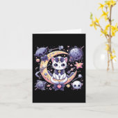 Sailor Meow Cute Moon Cat Space Magic Gothic Hallo Kaart (Gele Bloem)