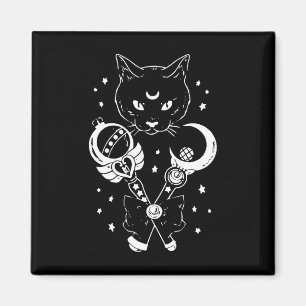 Sailor Meow Cute Moon Cat Space Magic Gothic Hallo Magneet