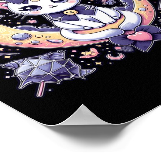 Sailor Meow Cute Moon Cat Space Magic Gothic Hallo Poster (Hoek)
