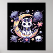 Sailor Meow Cute Moon Cat Space Magic Gothic Hallo Poster (Voorkant)
