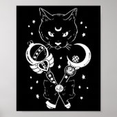 Sailor Meow Cute Moon Cat Space Magic Gothic Hallo Poster (Voorkant)