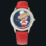 Sailor Monkey gepersonaliseerd Kind Horloge<br><div class="desc">Dit leuke horloge heeft een zoete vectorillustratie van een schattige aap die een matrozenpak draagt en kan worden gepersonaliseerd met de naam of het monogram van uw kind.</div>