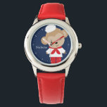 Sailor Monkey gepersonaliseerd Kind Horloge<br><div class="desc">Dit leuke horloge heeft een zoete vectorillustratie van een schattige aap die een matrozenpak draagt en kan worden gepersonaliseerd met de naam of het monogram van uw kind.</div>