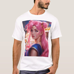 Sailor Moon met roze haar T-shirt