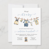 Sailor Nautical Ahoy Boy Baby shower waslijn Kaart (Voorkant)