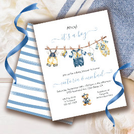 Sailor Nautical Ahoy Boy Baby shower waslijn Kaart