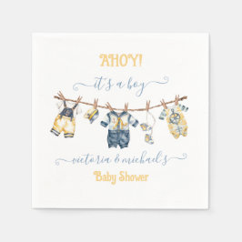 Sailor Nautical Ahoy Boy Baby shower waslijn Servet