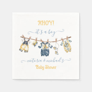 Sailor Nautical Ahoy Boy Baby shower waslijn Servet