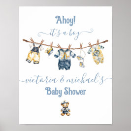Sailor Nautical Clothesline Baby shower Welkom Poster