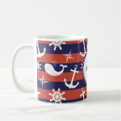 Sailor Nautical navy blue and red strees monogram Koffiemok (Links)