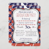 Sailor Nautical navy blue en red Graduaton party Kaart (Voorkant / Achterkant)