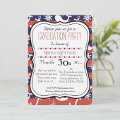 Sailor Nautical navy blue en red Graduaton party Kaart (Staand voorkant)
