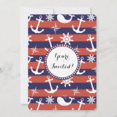 Sailor Nautical navy blue en red Graduaton party Kaart (Achterkant)