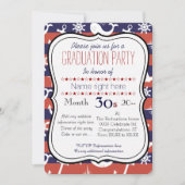 Sailor Nautical navy blue en red Graduaton party Kaart (Voorkant)