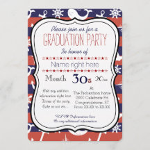 Sailor Nautical navy blue en red Graduaton party