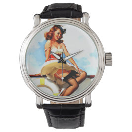  Sailor Nautical Pin up Girl Horloge