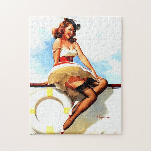 Sailor Nautical Pin up Girl Legpuzzel (Verticaal)