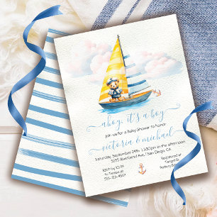 Sailor Nautische Ahoy Boy Baby shower Zeilboot Kaart