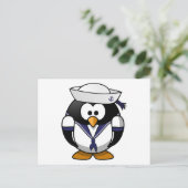 Sailor Penguin Cute Cartoon Briefkaart (Staand voorkant)