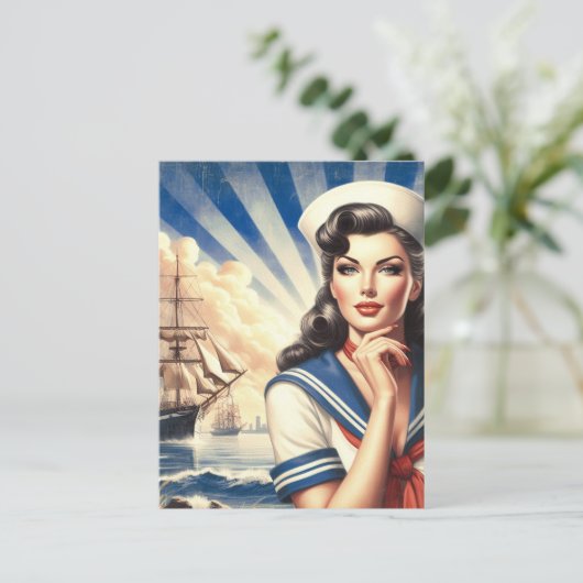  Sailor Pin Up Briefkaart (Staand voorkant)