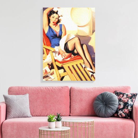 Sailor pin-up canvas afdruk (Insitu (Woonkamer))