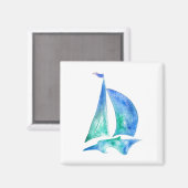 Sailor Sailboot Boat Blue Art Magnet (Voorkant / Achterkant)