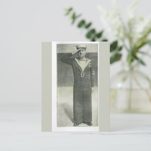 Sailor salueren na ontvangst van medailles briefkaart (Staand voorkant)