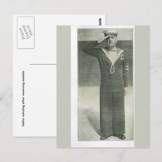 Sailor salueren na ontvangst van medailles briefkaart (Voorkant / Achterkant)