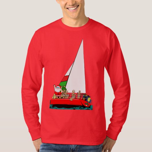 Sailor Santa Sails bij Kerstmis T-shirt (Voorkant)