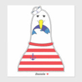 Sailor Seagull Bird Eet a Fish Kinder Nautical Sticker (Vel)