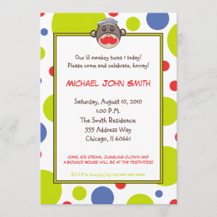 Sailor Sock Monkey Birthday Party Invitation Kaart