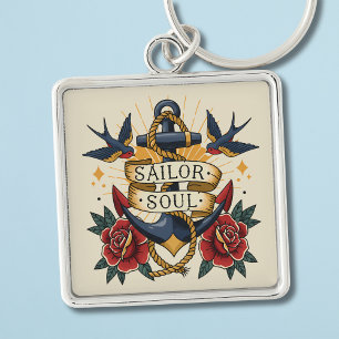 "Sailor Soul" Anker Tattoo Kunst - Vintage Nautisc Sleutelhanger