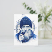 Sailor Steering Wooden Ship Wheel With Pipe Briefkaart (Staand voorkant)