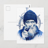 Sailor Steering Wooden Ship Wheel With Pipe Briefkaart (Voorkant / Achterkant)