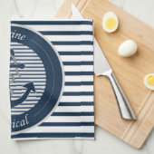 Sailor Stripes Anchor en Rope op witte achtergrond Theedoek (Quarter Fold)