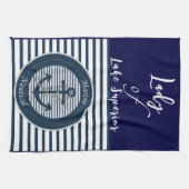 Sailor Stripes Anchor en Rope op witte achtergrond Theedoek (Horizontaal)