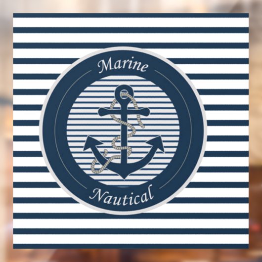 Sailor Stripes met Anchor en Rope op witte achterg Raamsticker (Vel 2)