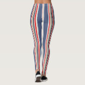 Sailor Stripes Nautical Blue, Red, White, Grey Leggings (Achterkant)