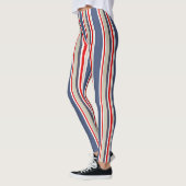 Sailor Stripes Nautical Blue, Red, White, Grey Leggings (Links)